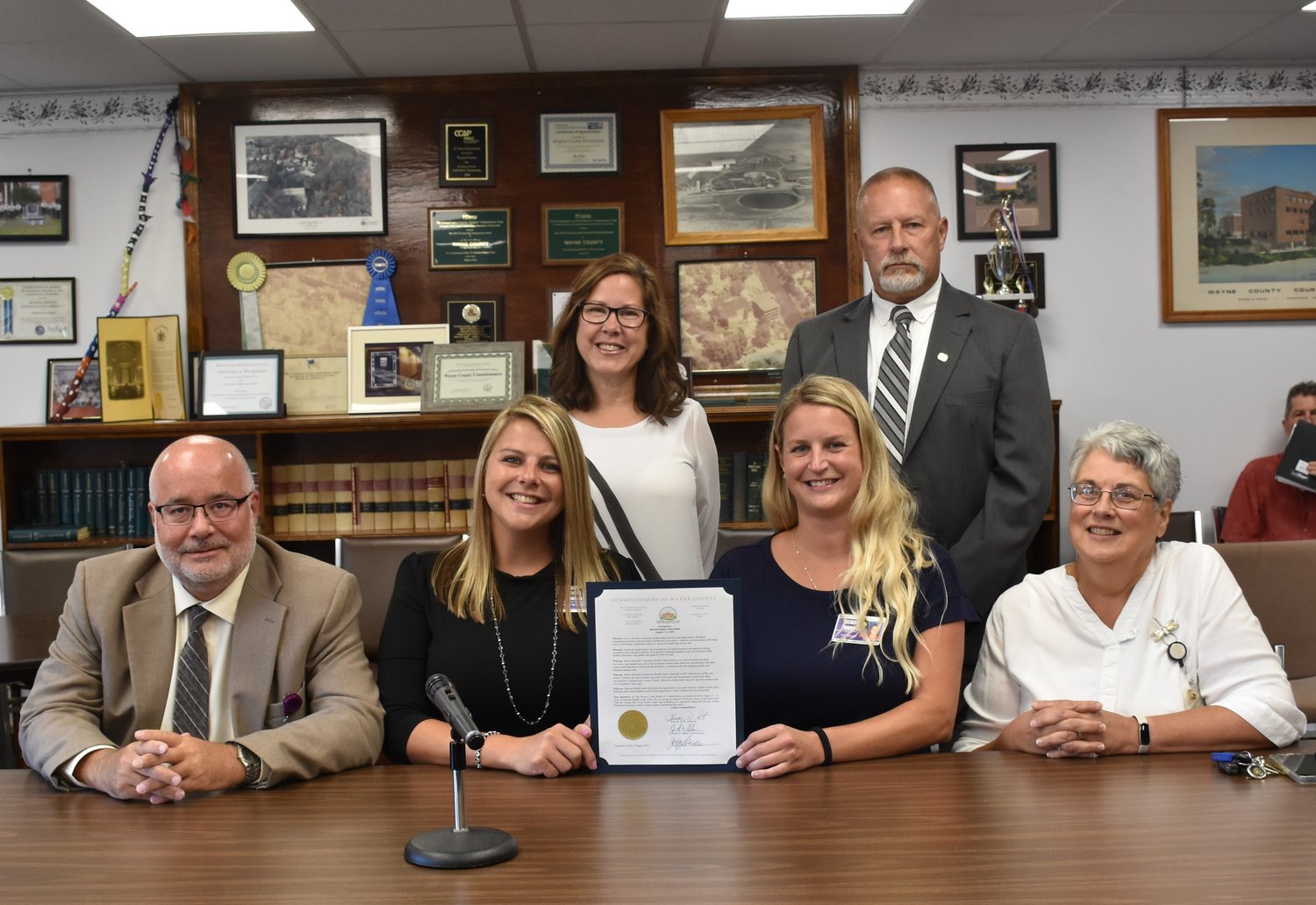 The county commissioners recently declared the week of August 7 to be National Health Centers Week. Pictured in front are Robert Fortuner, left; Wynter Newman; Nichole Yannone and Linda Penwarden. Pictured in back are Jocelyn Cramer and Brian Smith.